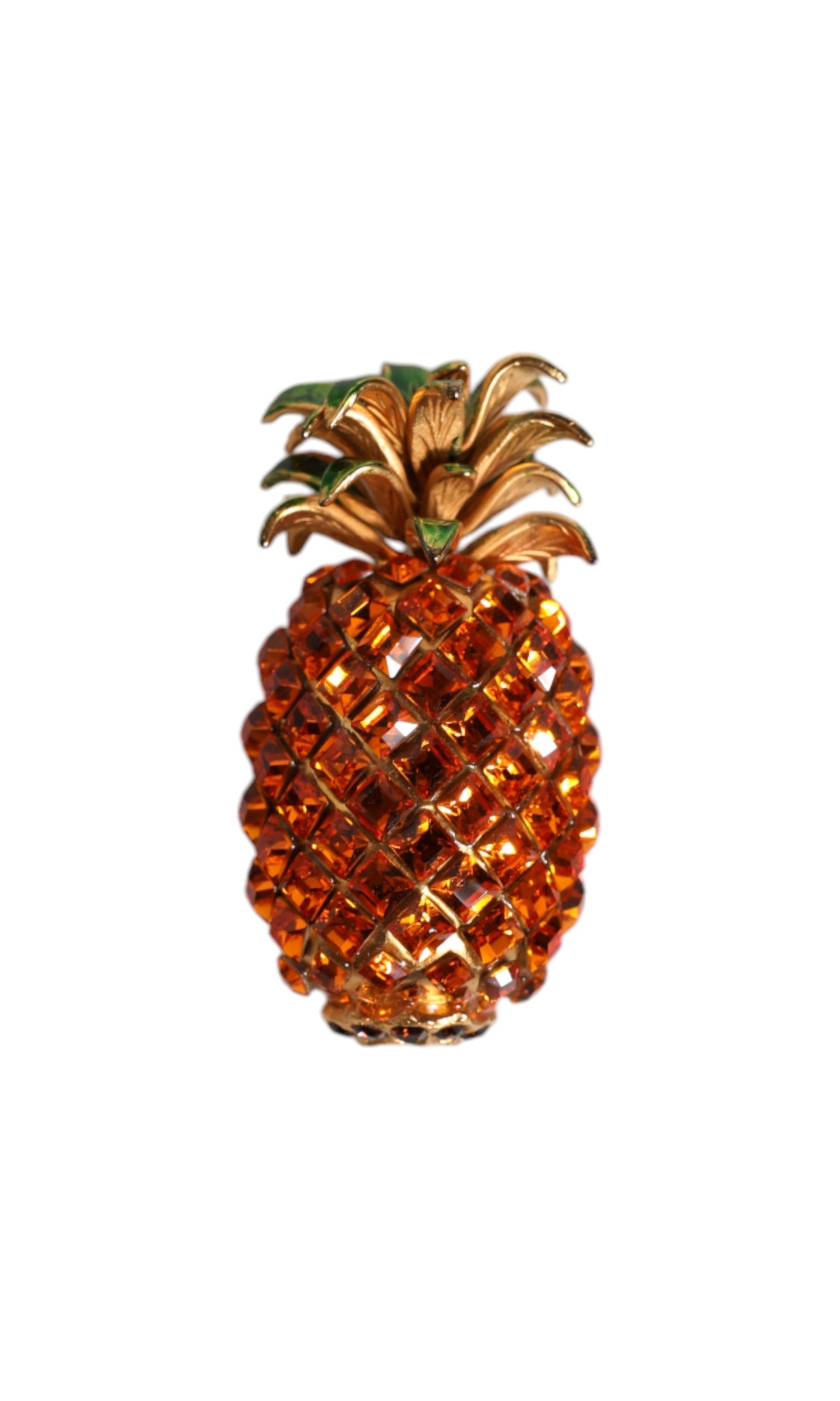 Dolce & Gabbana Gold Brass Pineapple Crystal Jewelry Brooch Pin Glam Steals