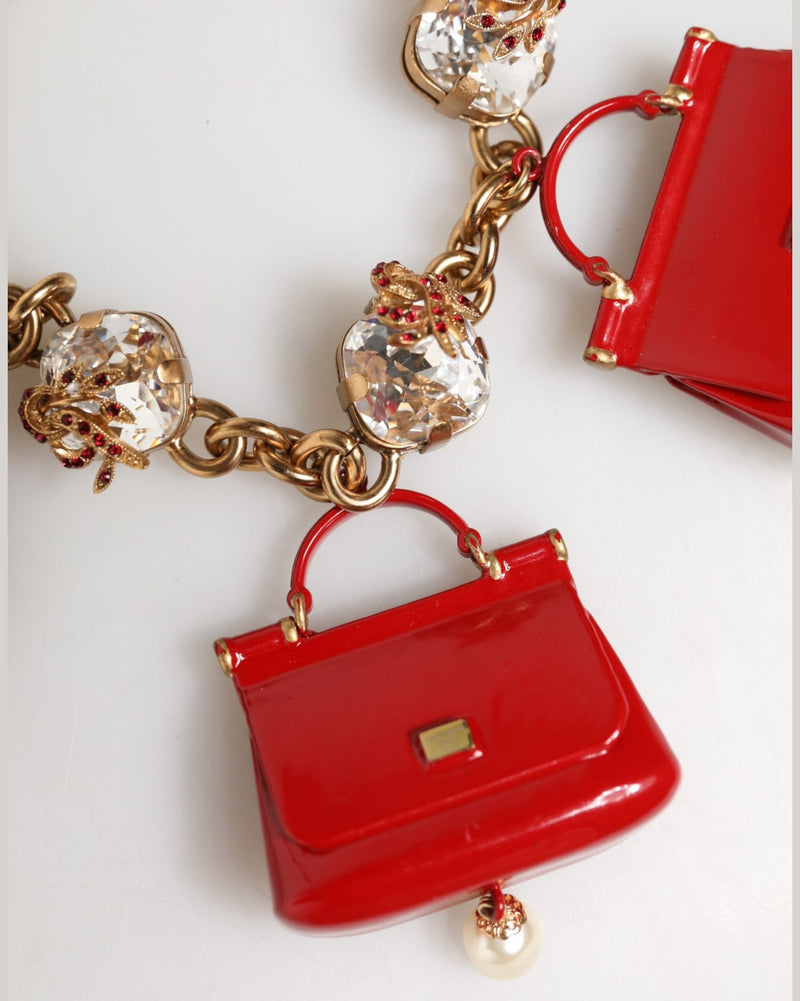 Dolce & Gabbana Gold Bronze Bag Embellished Crystals Bracelet Glam Steals