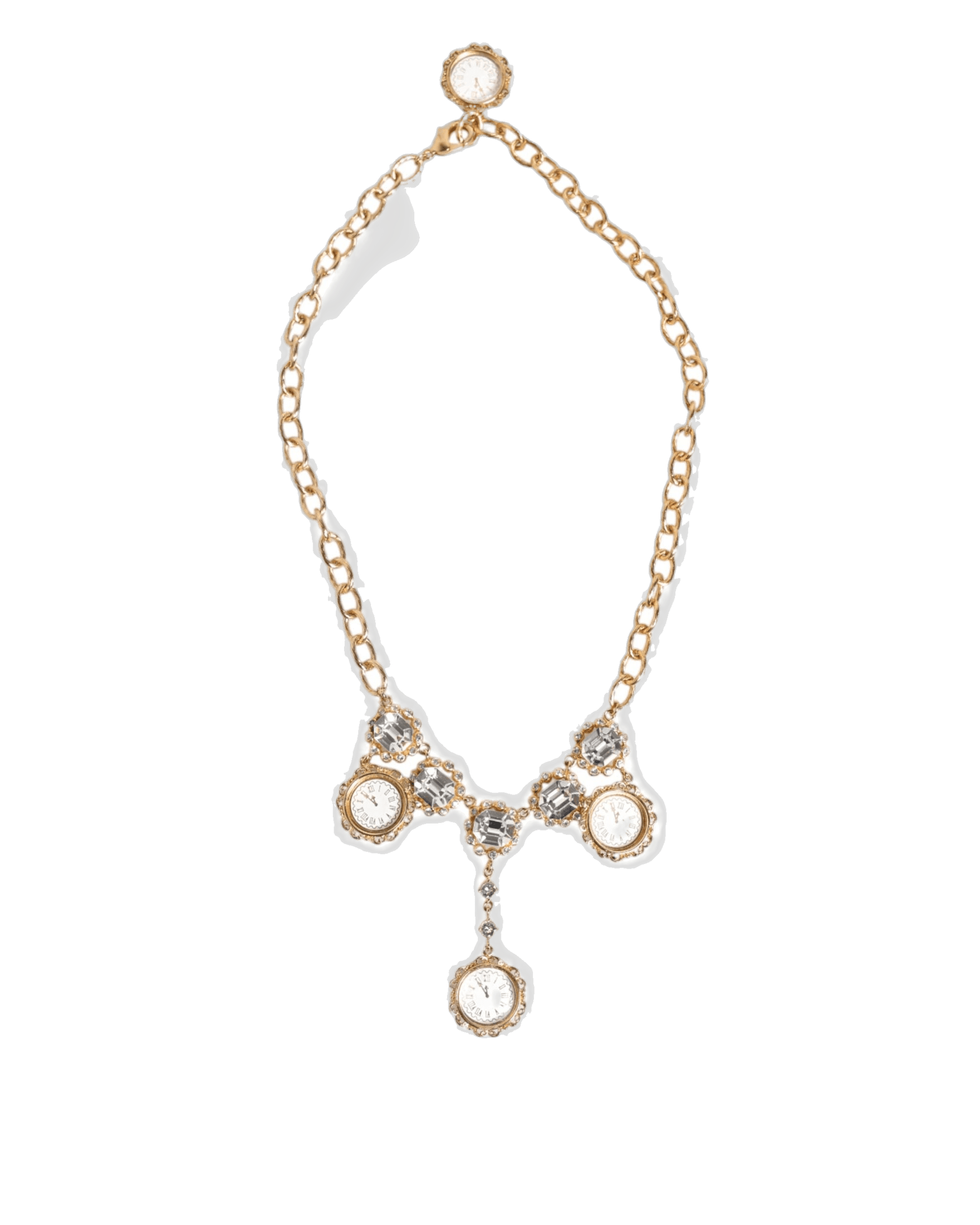 Dolce & Gabbana Gold Crystal Clock Pendant Statement Jewelry Necklace Necklaces