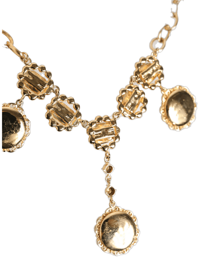 Dolce & Gold Gabbana Crystal Clock Pendant Statement Jewelry Necklace Glam Steals