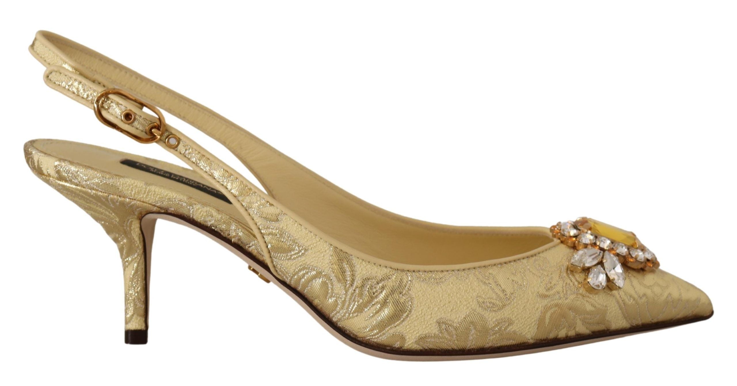 Dolce & Gabbana Gold Crystal Slingbacks Heels Glam Steals