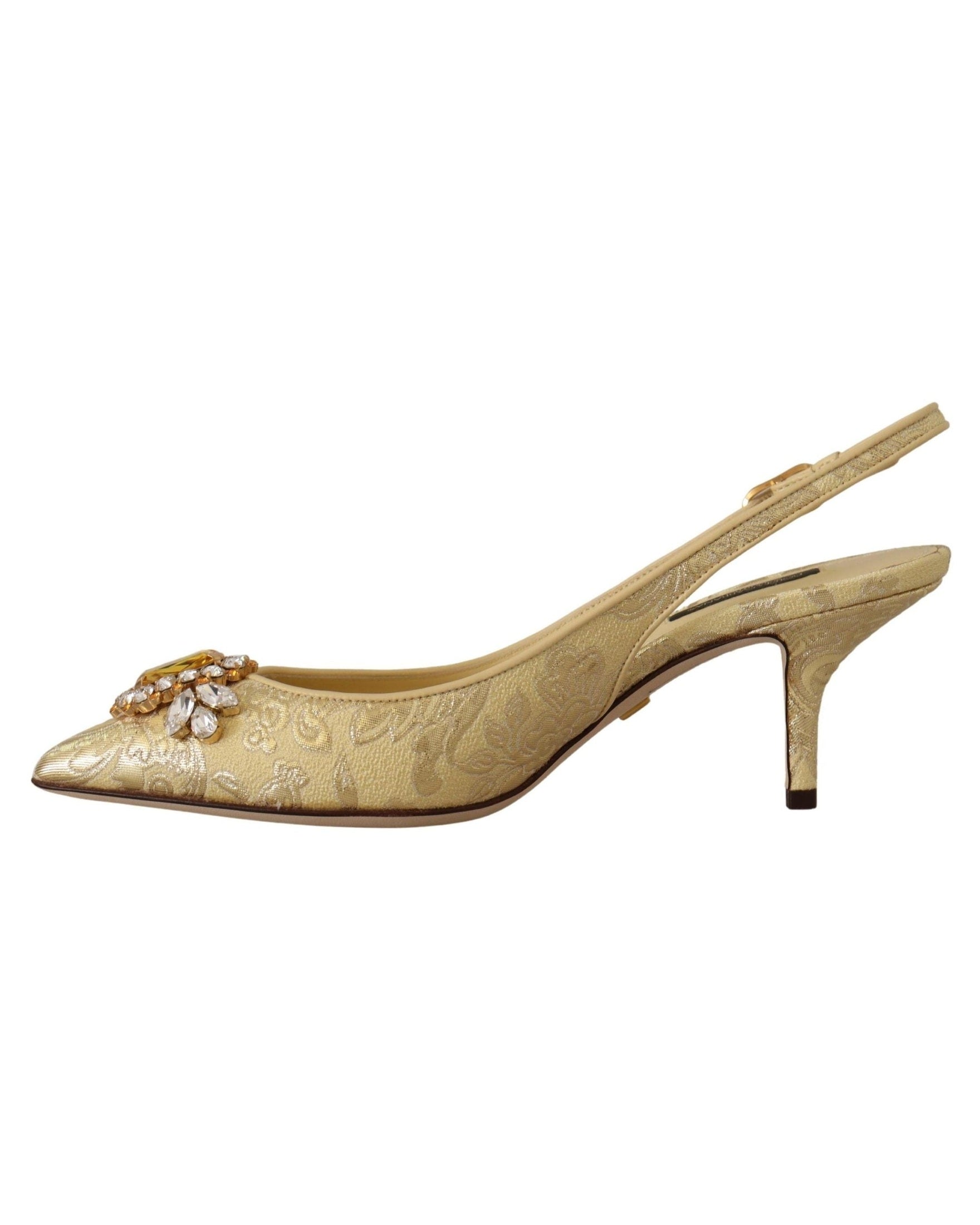 Dolce & Gabbana Gold Crystal Slingbacks Heels Heels