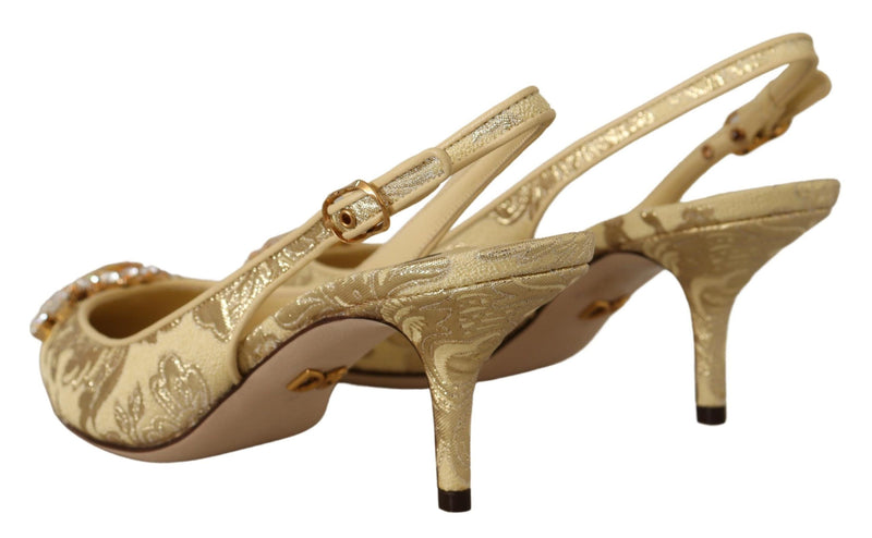 Dolce & Gabbana Gold Crystal Slingbacks Heels Glam Steals
