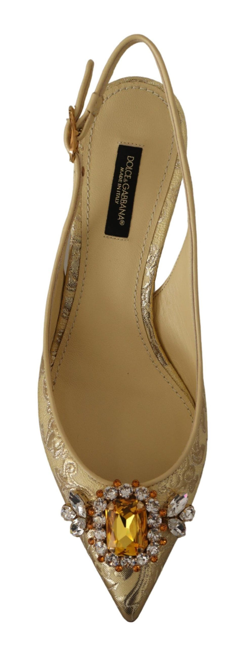Dolce & Gabbana Gold Crystal Slingbacks Heels Glam Steals