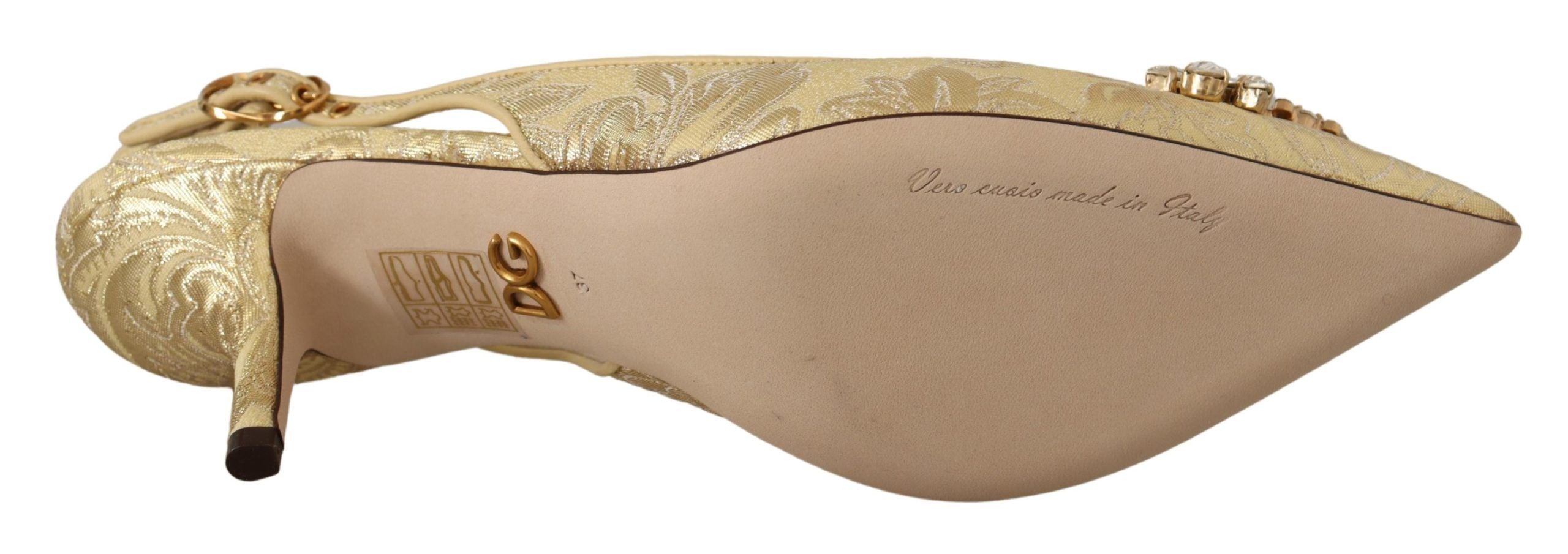 Dolce & Gabbana Gold Crystal Slingbacks Heels Glam Steals