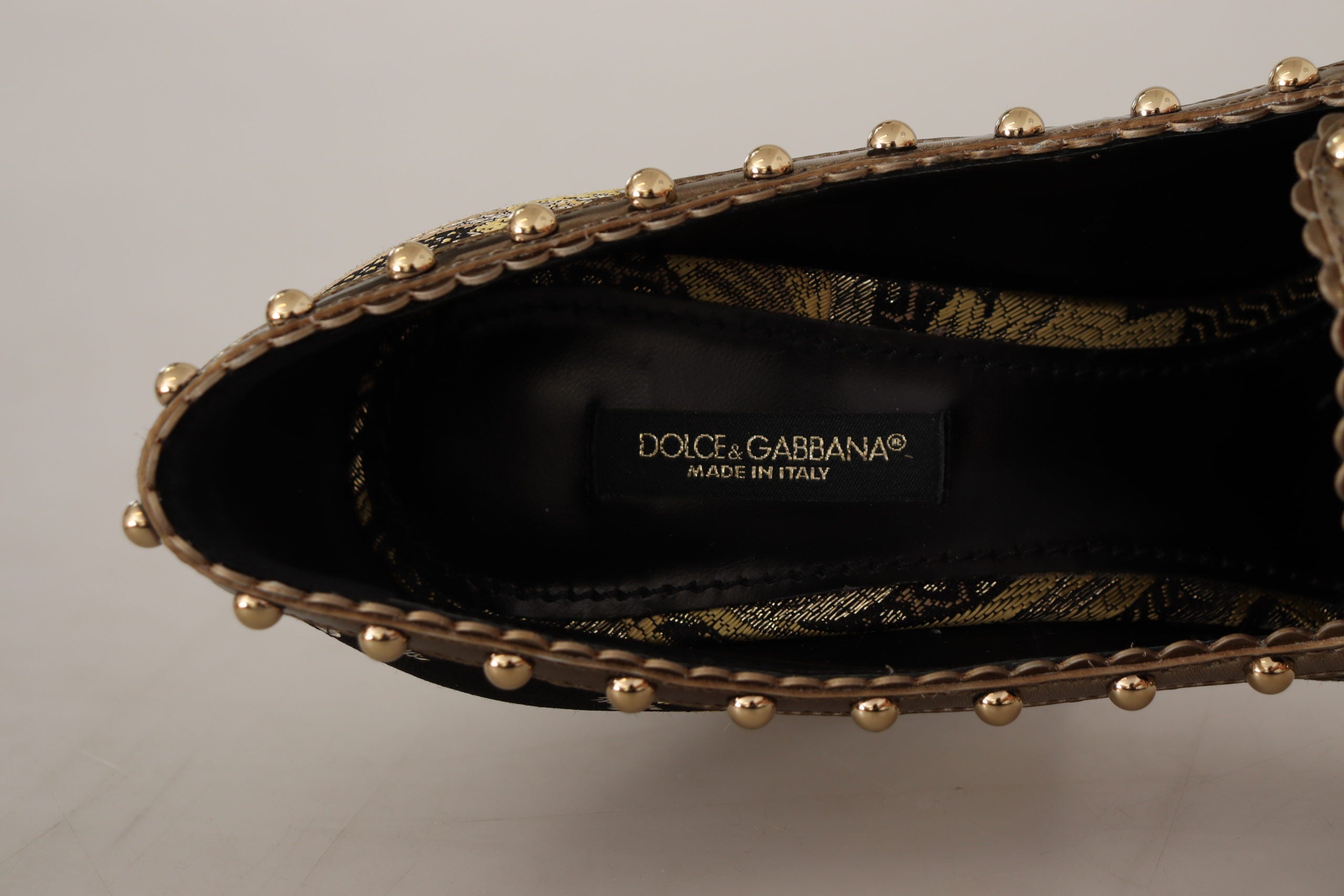 Dolce & Gabbana Gold Crystal Square Toe Brocade Pumps Glam Steals
