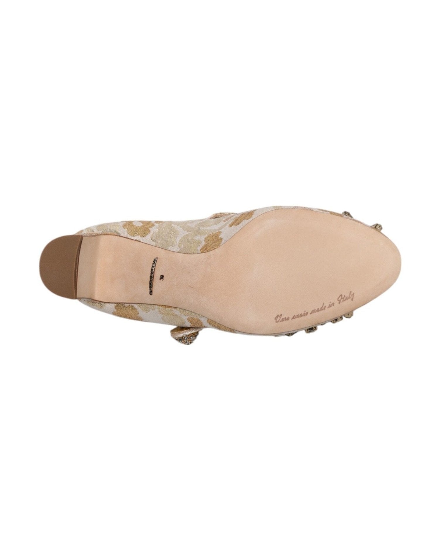 Dolce & Gabbana Gold Jacquard Crystal Mary Janes Pumps Shoes Glam Steals