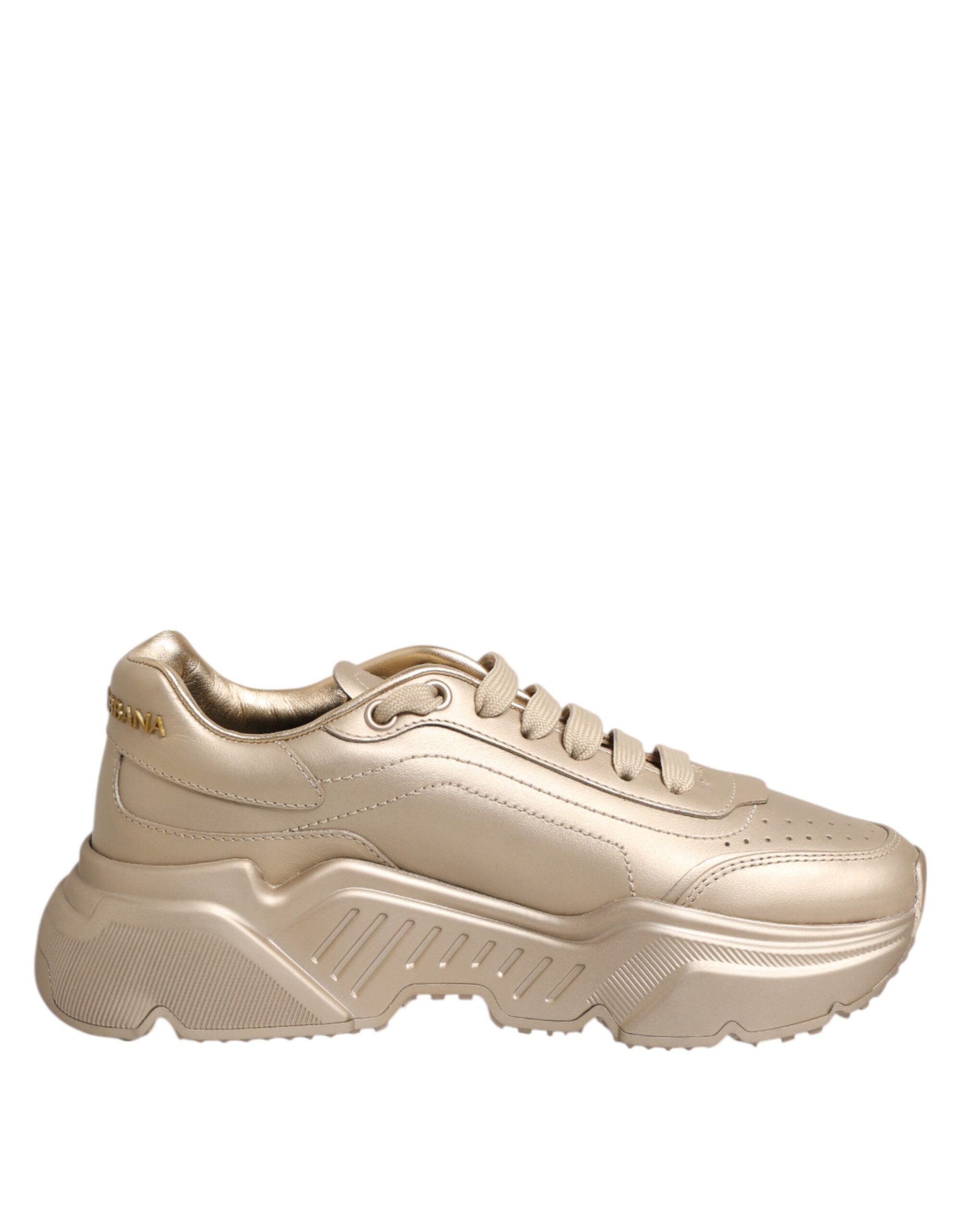 Dolce & Gabbana Gold Leather Daymaster Women Sneaker Shoes Glam Steals