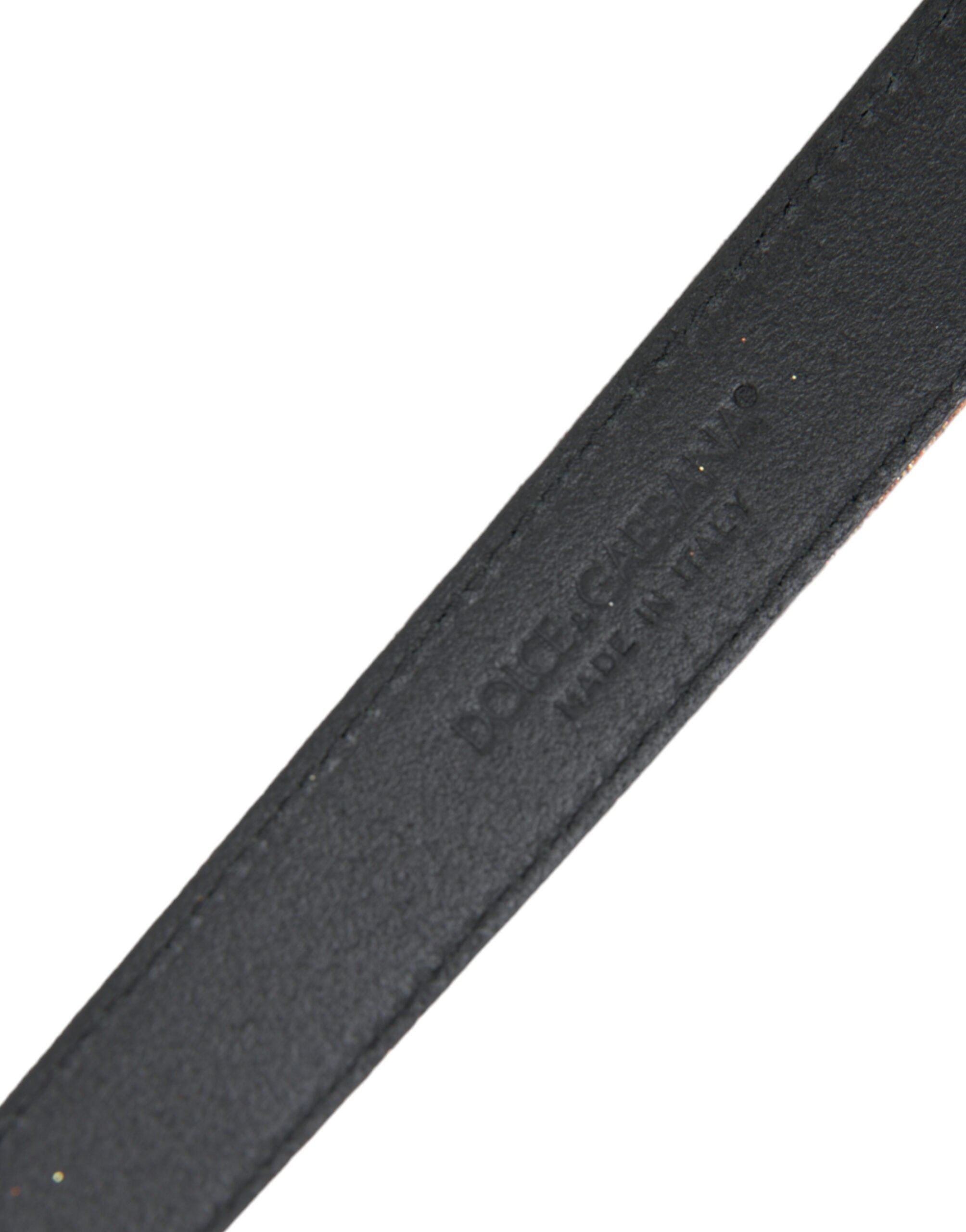 Dolce & Gabbana Gold Leather Glitter Silver Metal Buckle Belt Glam Steals