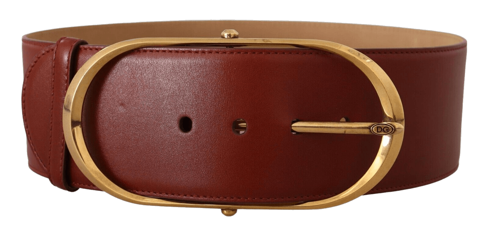 Dolce & Gold Gabbana Leather Maroon Metal Oval Buckle Belt Glam Steals