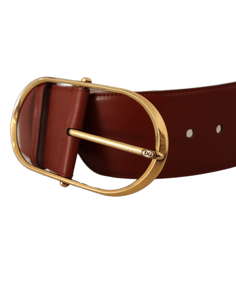 Dolce & Gold Gabbana Leather Maroon Metal Oval Buckle Belt Glam Steals