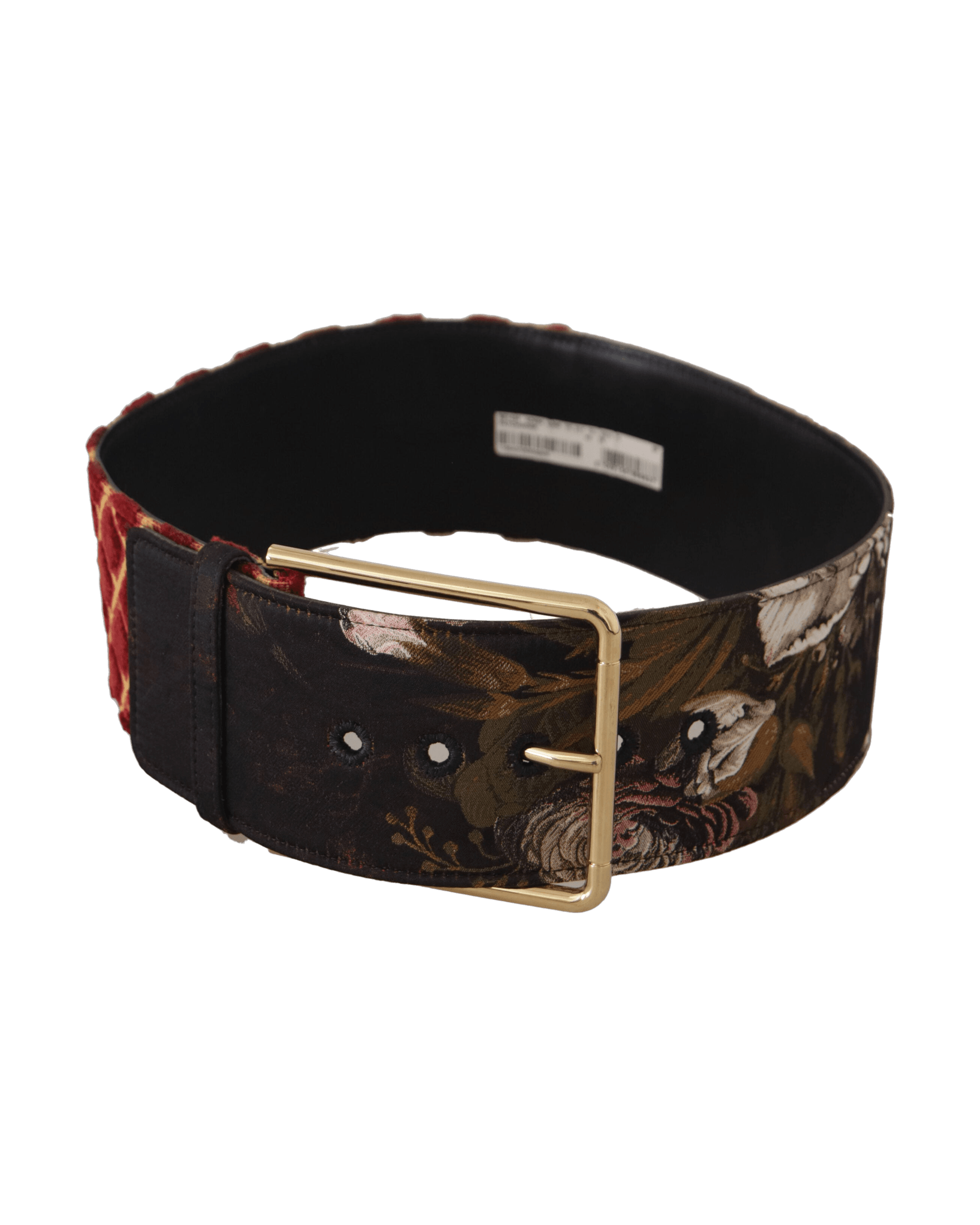 Dolce & Gabbana Gold Leather Wide Floral Metal Buckle Belt Belts