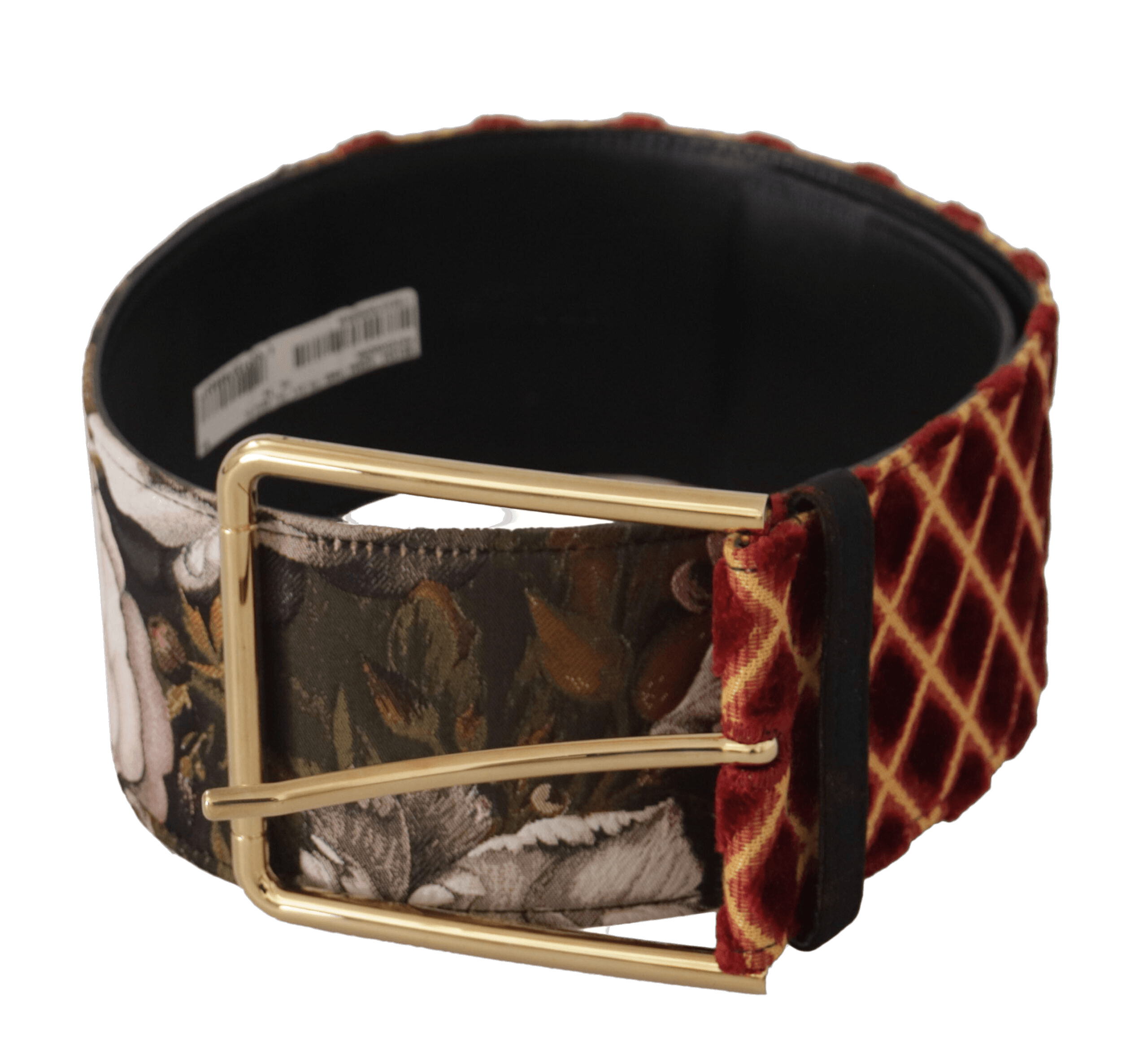 Dolce & Gabbana Gold Leather Multicolor Wide Floral Metal Buckle Belt Glam Steals