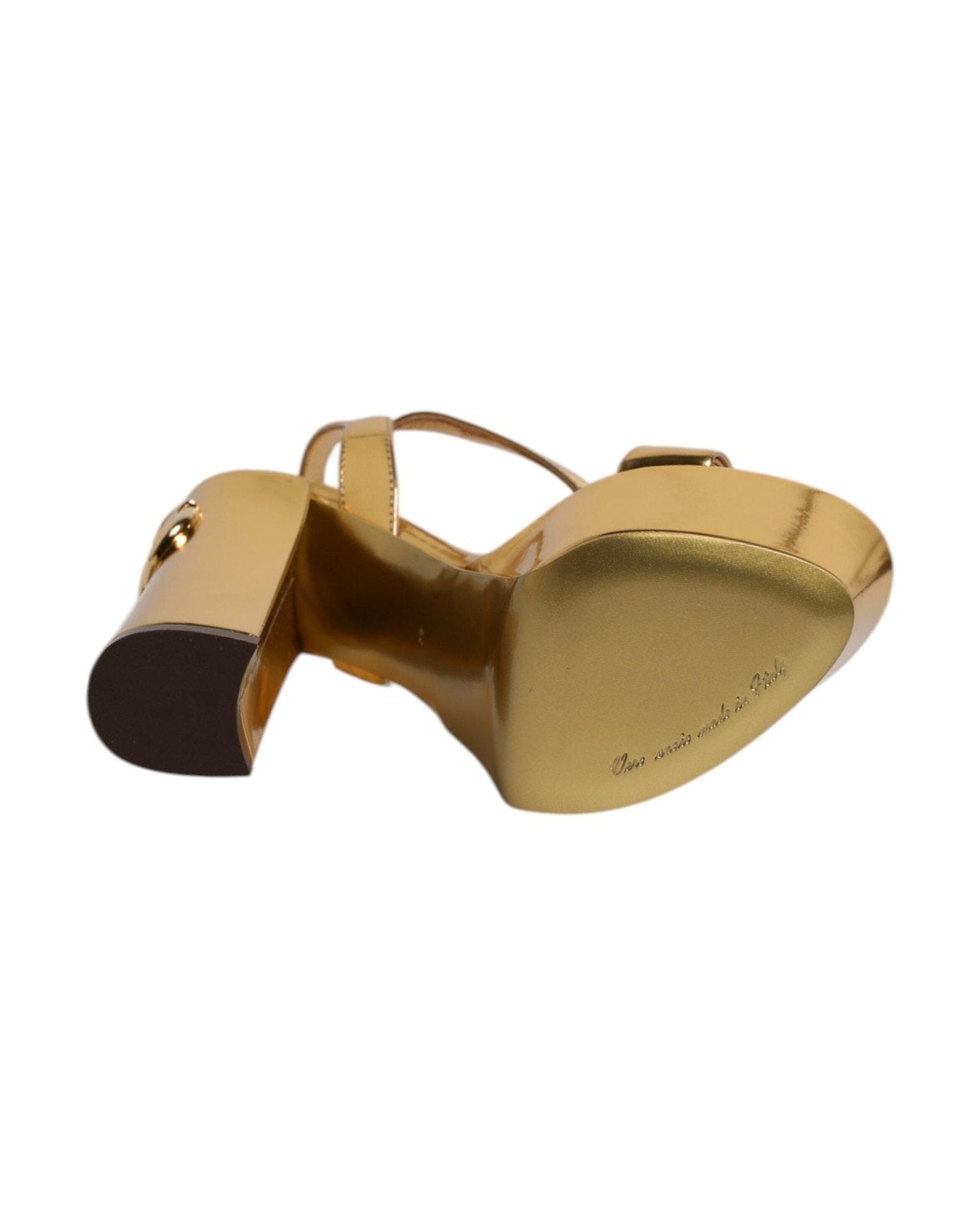Dolce & Gabbana Gold Leather Platform Keira Sandals Shoes Heels