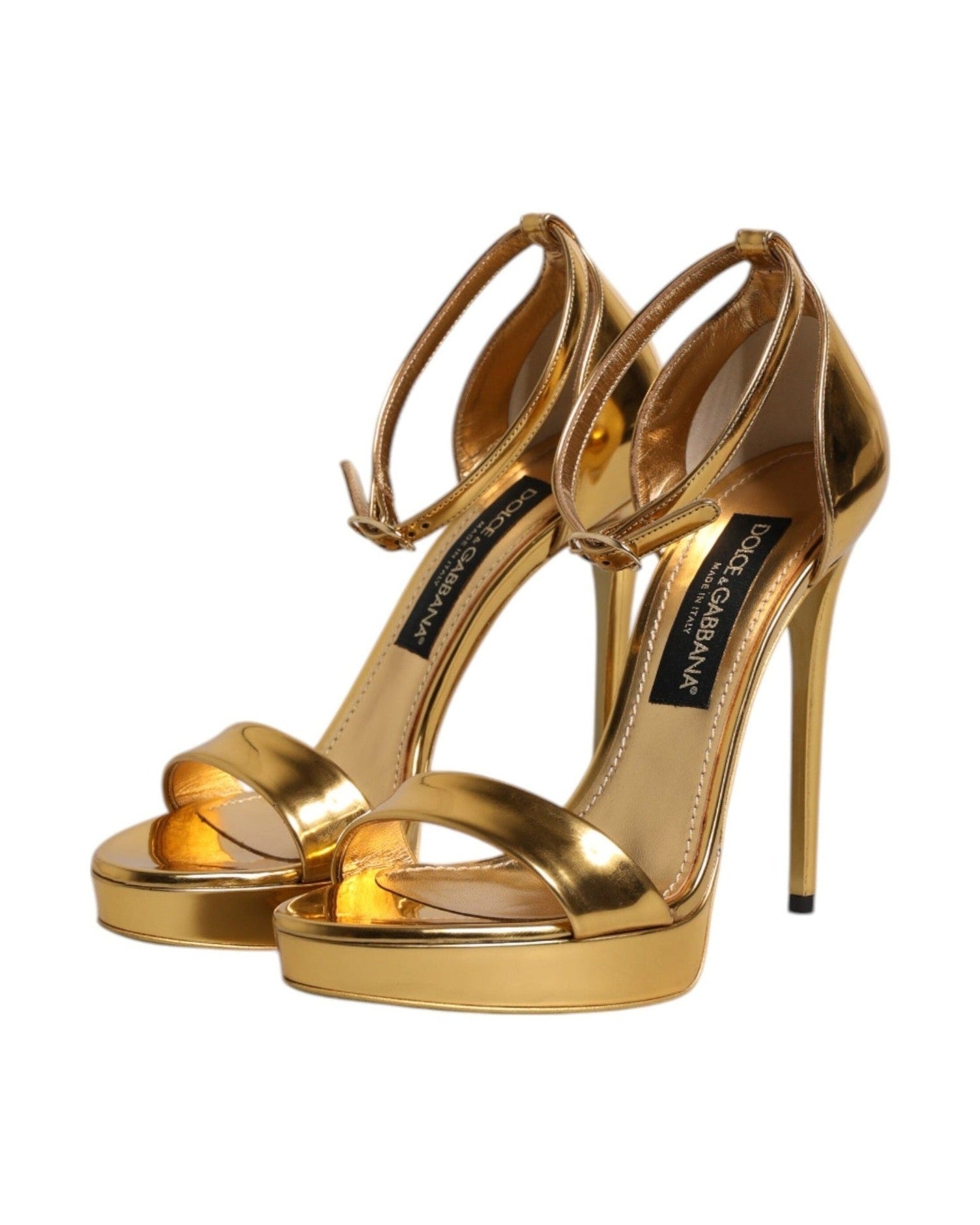 Dolce & Gabbana Gold Leather Platform Keira Sandals Shoes Glam Steals