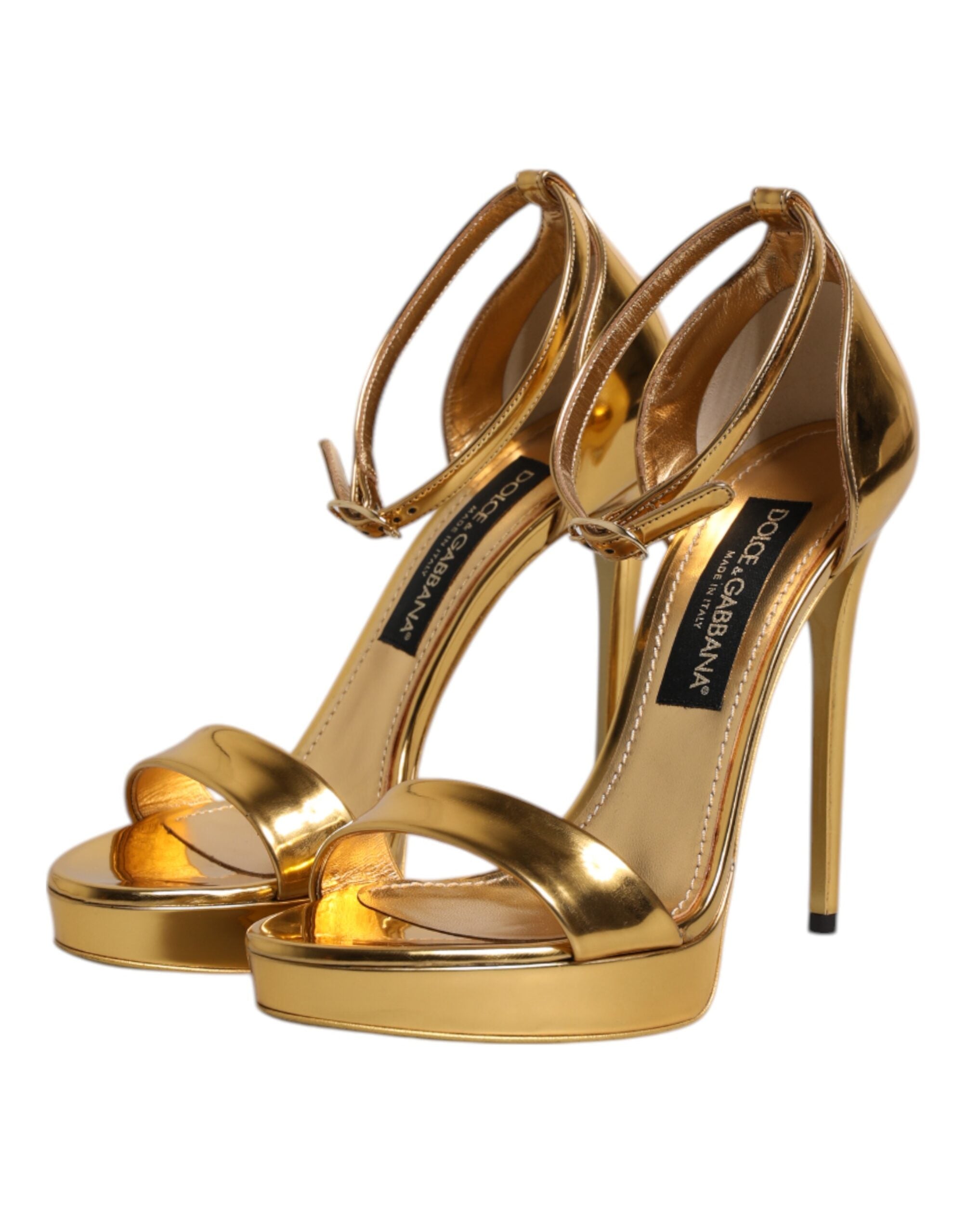 Dolce & Gabbana Gold Leather Platform Keira Sandals Shoes Glam Steals