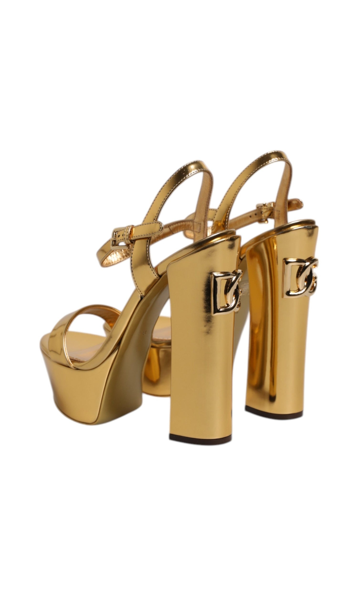 Dolce & Gabbana Gold Leather Platform Keira Sandals Shoes Glam Steals