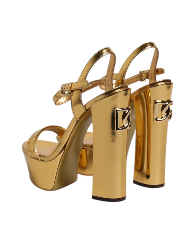 Dolce & Gabbana Gold Leather Platform Keira Sandals Shoes Glam Steals