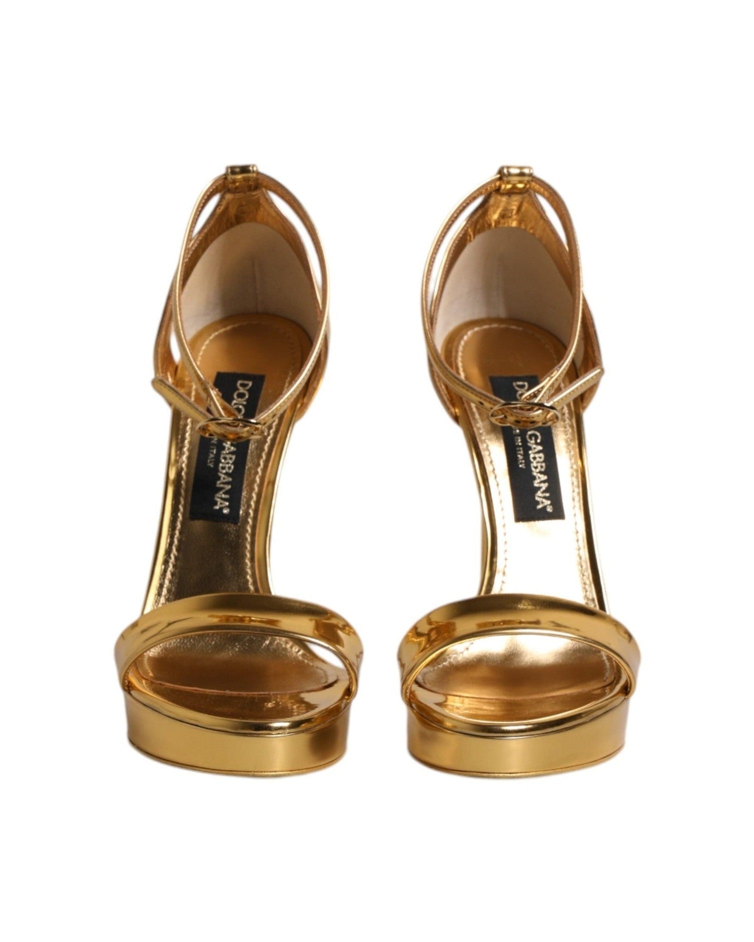Dolce & Gabbana Gold Leather Platform Keira Sandals Shoes Glam Steals