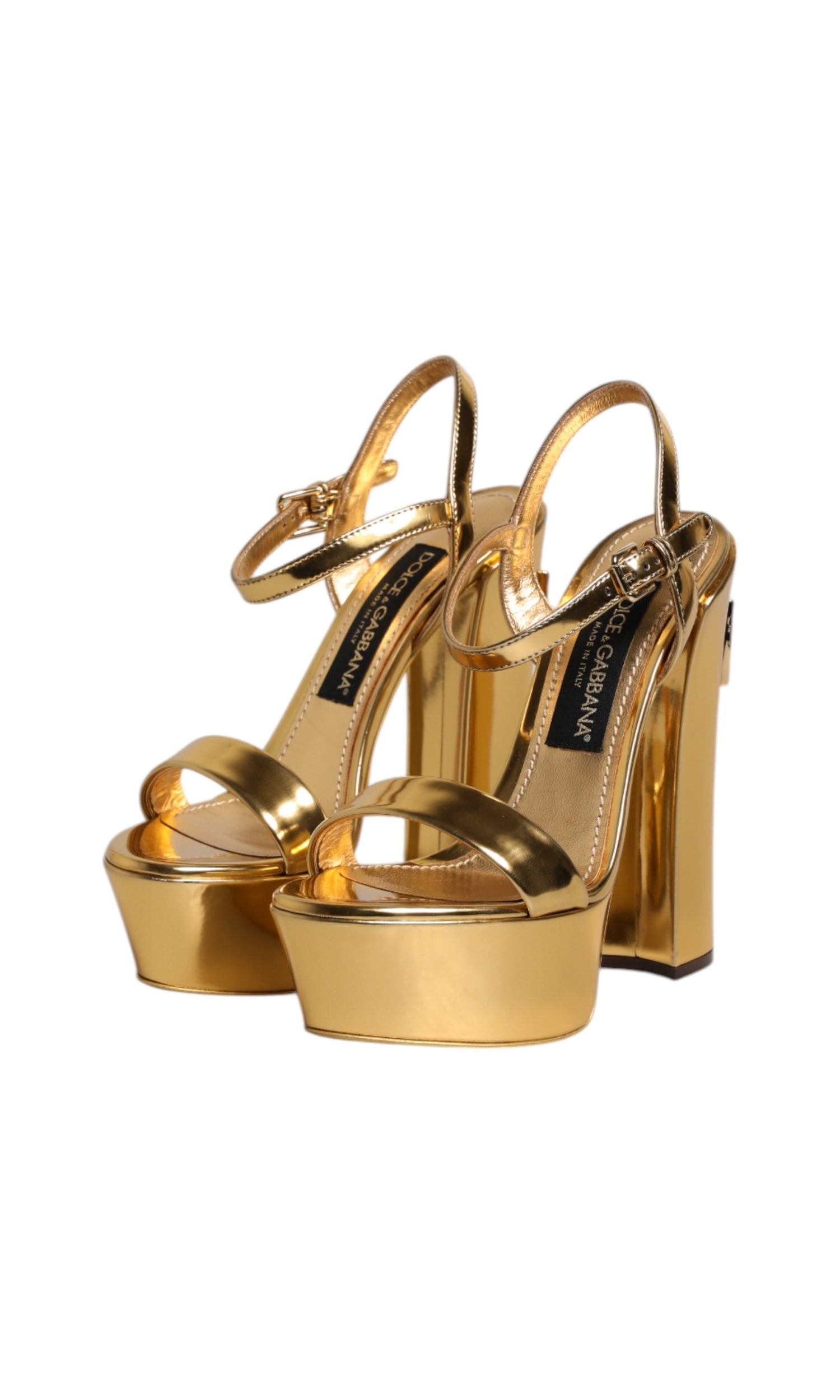Dolce & Gabbana Gold Leather Platform Keira Sandals Shoes Glam Steals