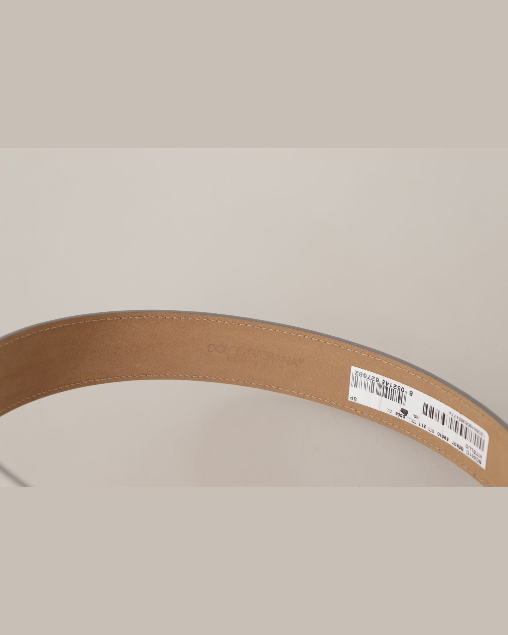 Dolce & Gabbana Gold Leather Silver Tone Logo Metal Buckle Belt Belts