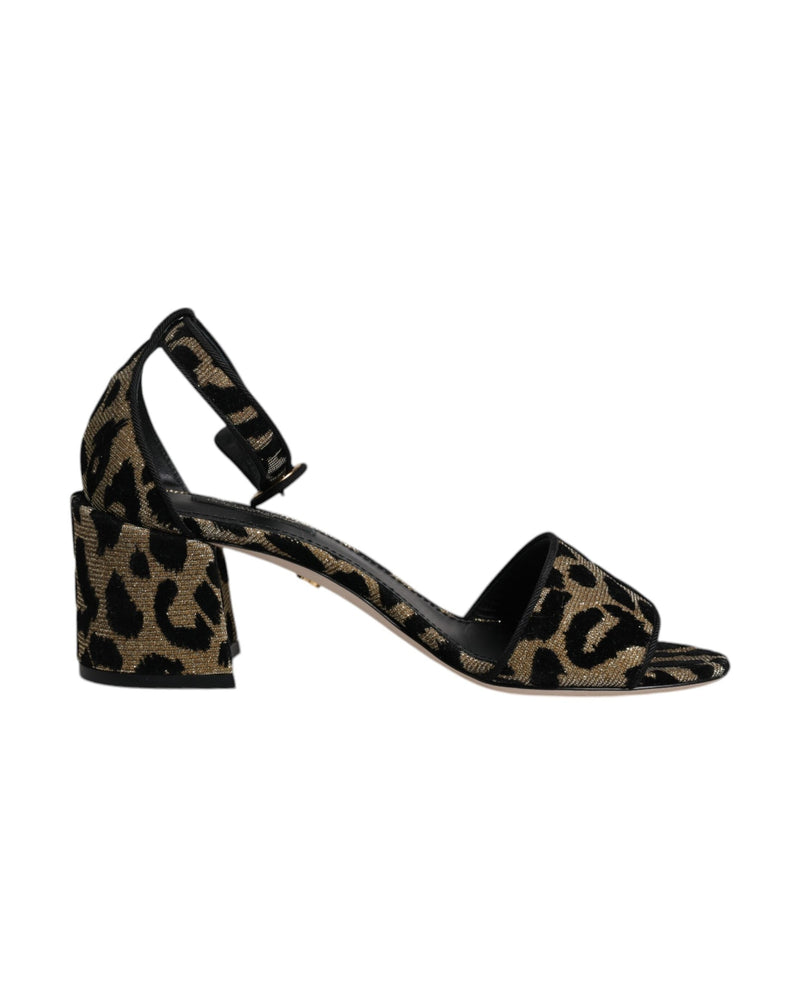 Dolce & Gabbana Gold Leopard Ankle Strap Heels Sandals Shoes Glam Steals