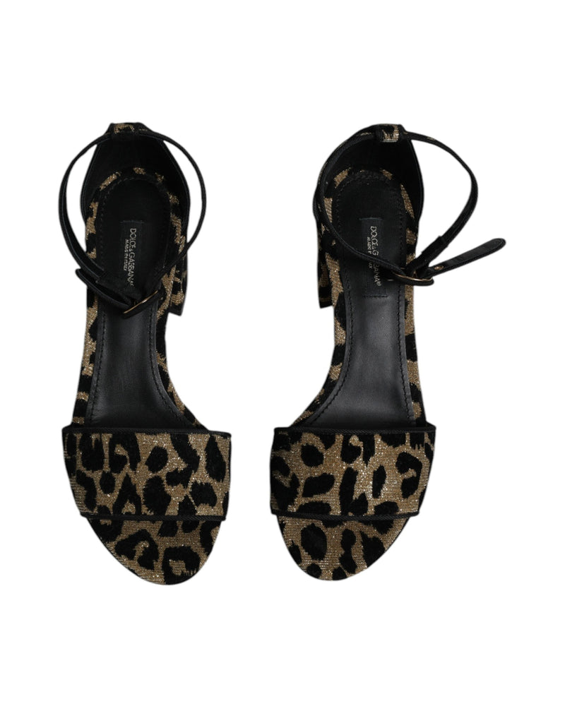 Dolce & Gabbana Gold Leopard Ankle Strap Heels Sandals Shoes Glam Steals