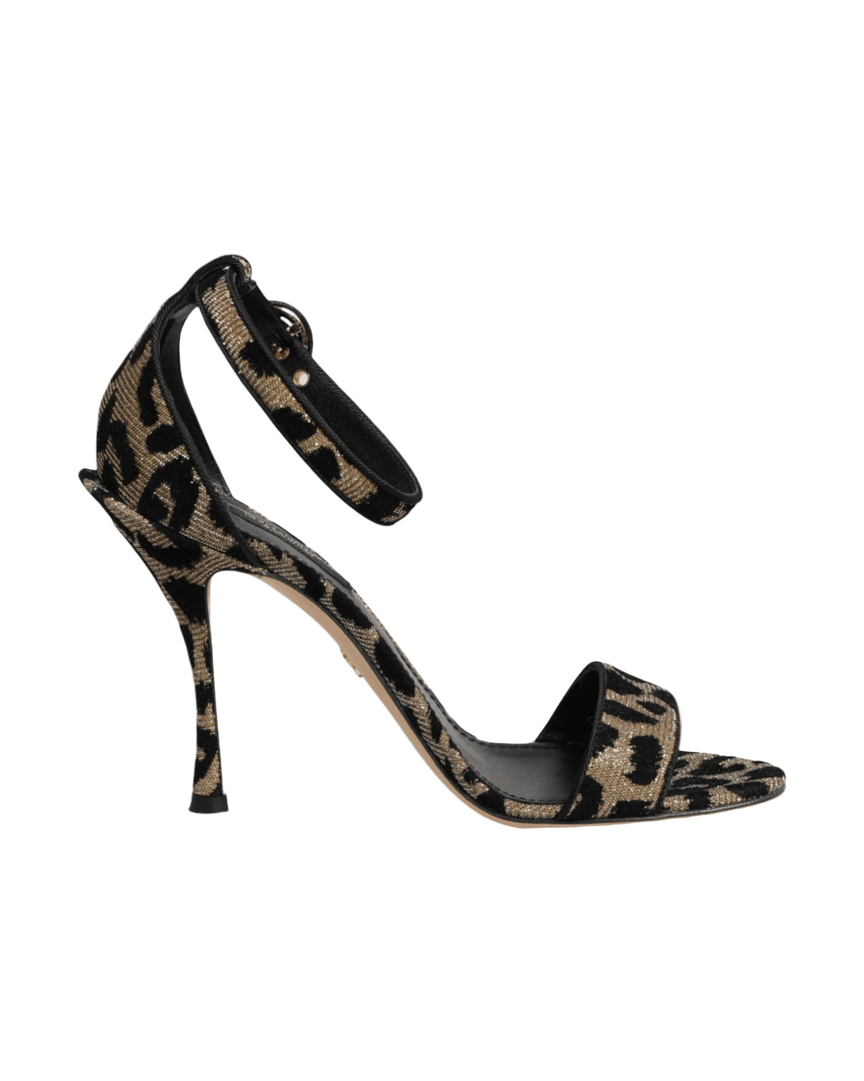 Dolce & Gabbana Gold Leopard Ankle Strap Heels Sandals Shoes Heels
