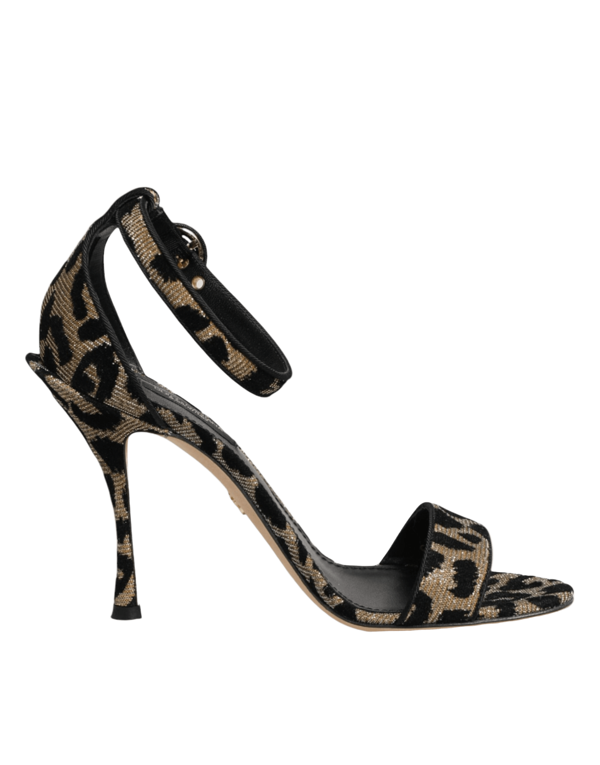 Dolce & Gabbana Gold Leopard Ankle Strap Heels Sandals Shoes Glam Steals
