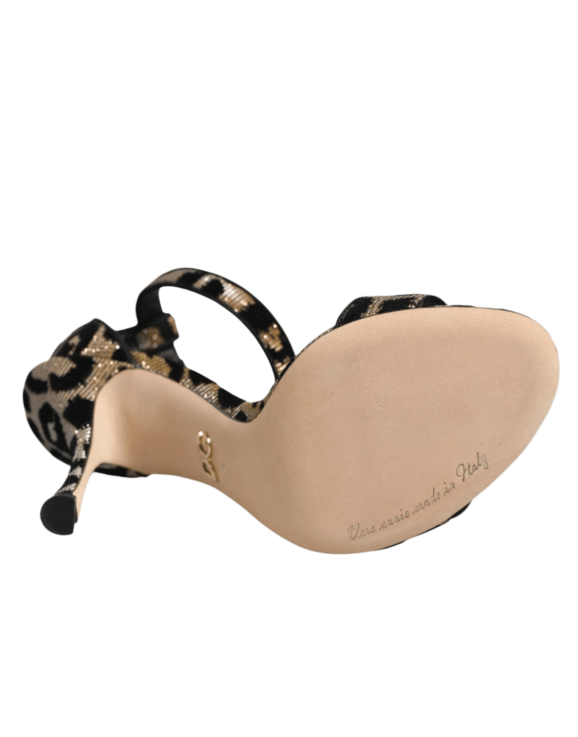 Dolce & Gabbana Gold Leopard Ankle Strap Heels Sandals Shoes Glam Steals