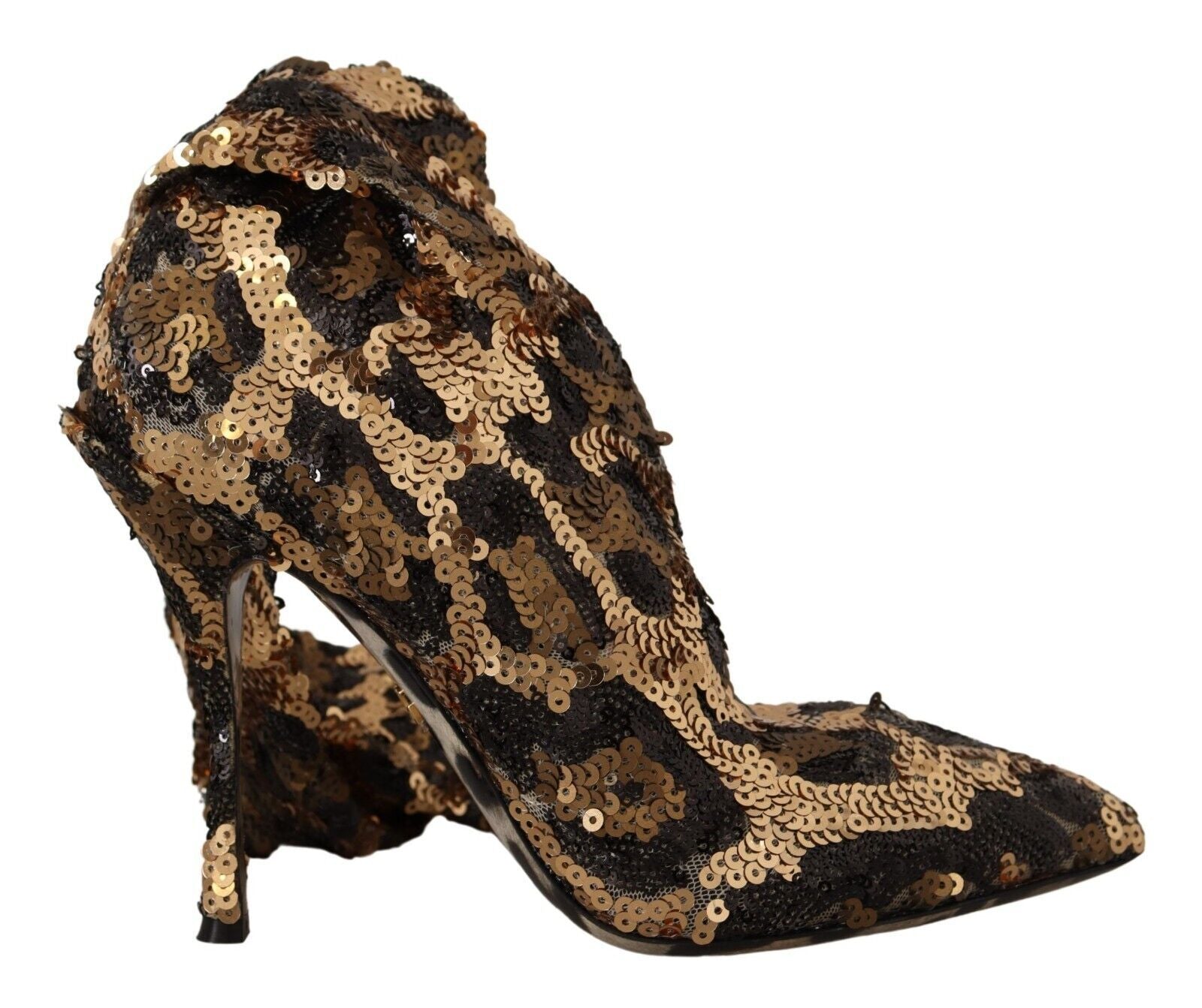 Dolce & Gabbana Gold Leopard Sequins Boots Glam Steals