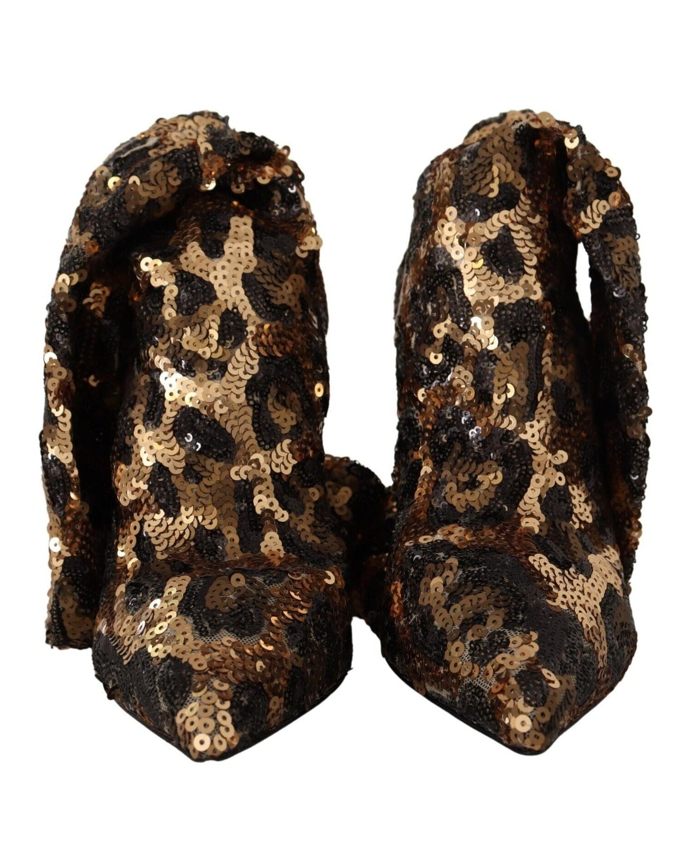 Dolce & Gabbana Gold Leopard Sequins Boots Boots
