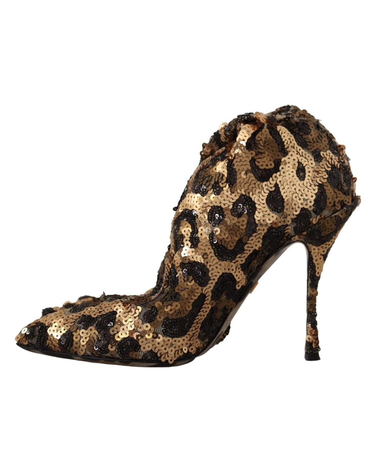 Dolce & Gabbana Gold Leopard Sequins Boots Boots