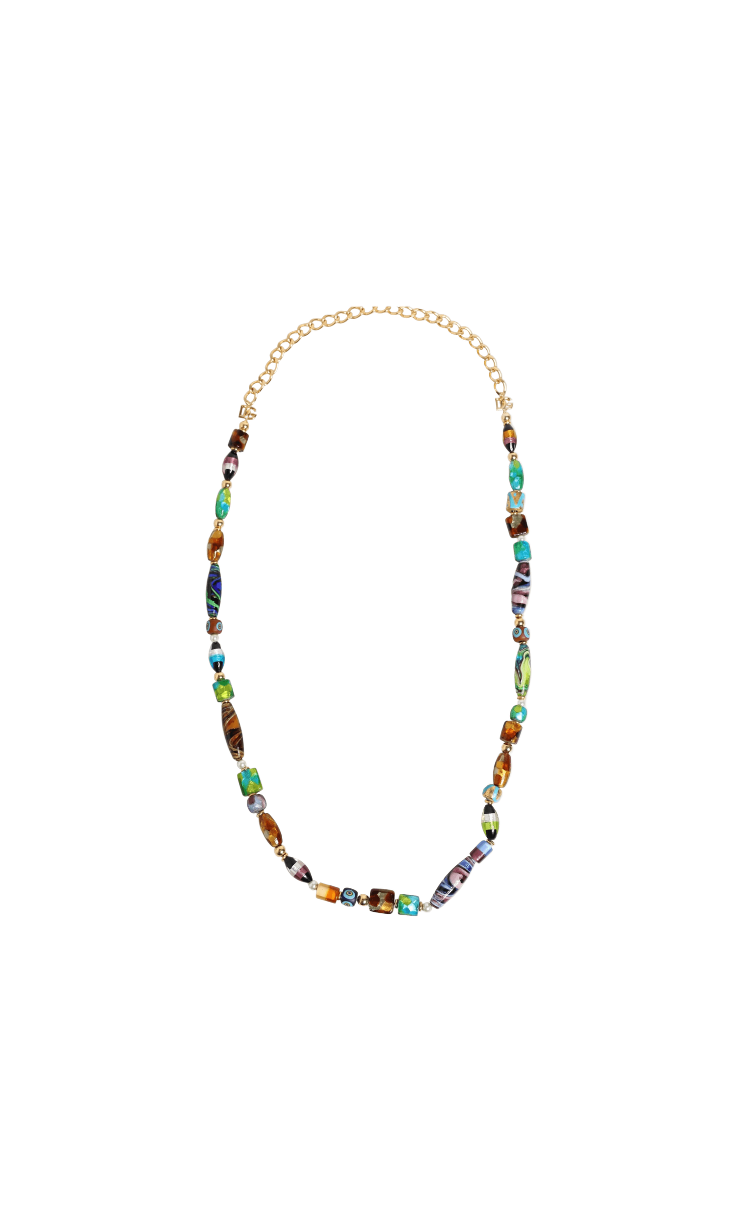 Dolce & Gabbana Gold Multicolor Murano Glass Beads Chain Jewelry Necklace Glam Steals