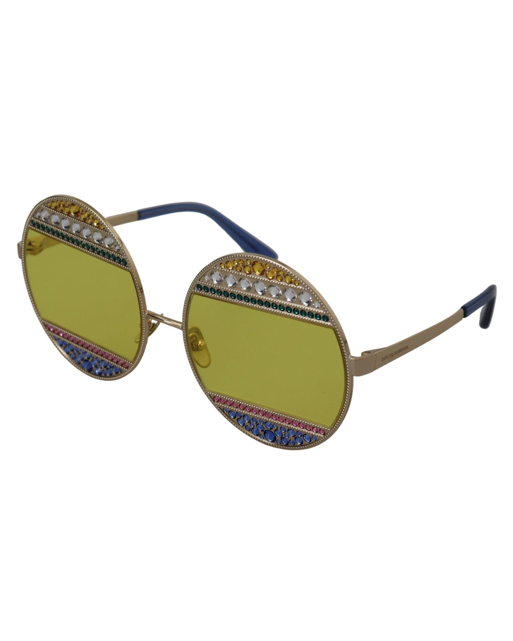 Dolce & Gabbana Gold Oval Metal Crystals Shades Sunglasses Sunglasses