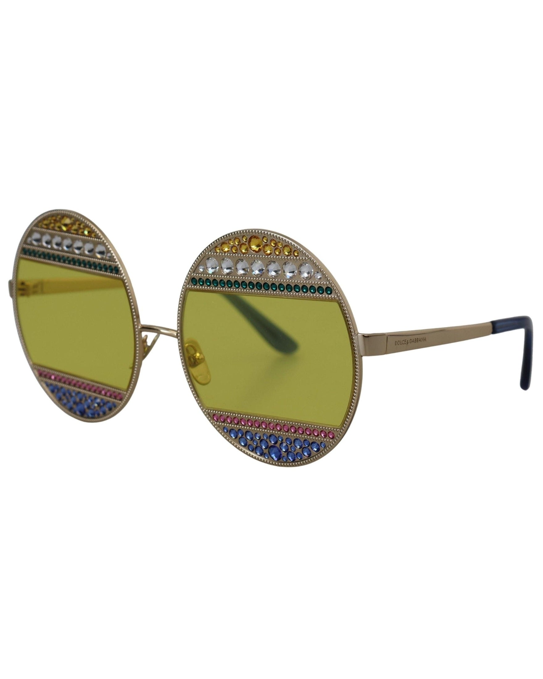 Dolce & Gabbana Gold Oval Metal Crystals Shades Sunglasses Sunglasses