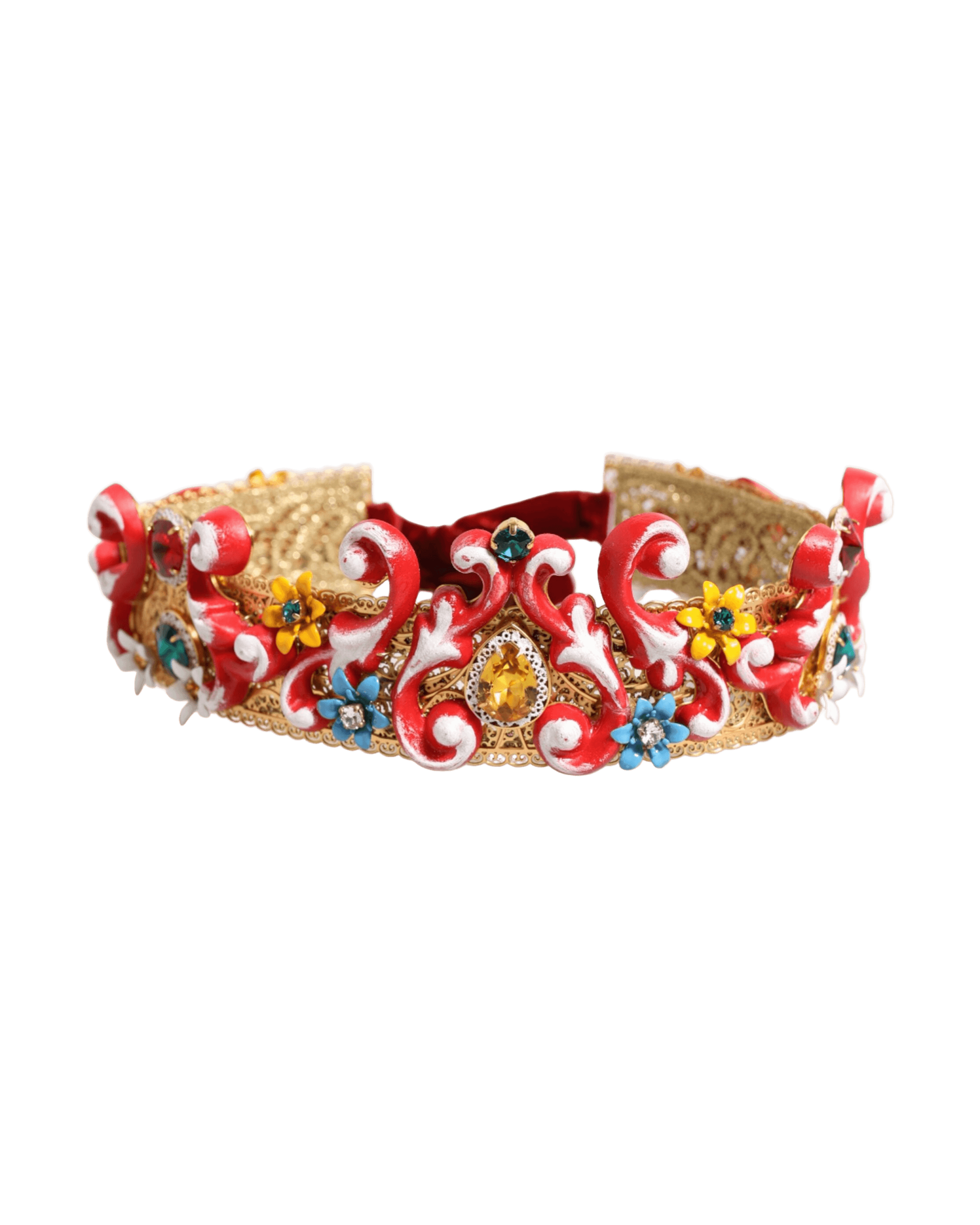 Dolce & Gabbana Gold Pearl Crystal Embellished Tiara Hair Accessory Headband Glam Steals