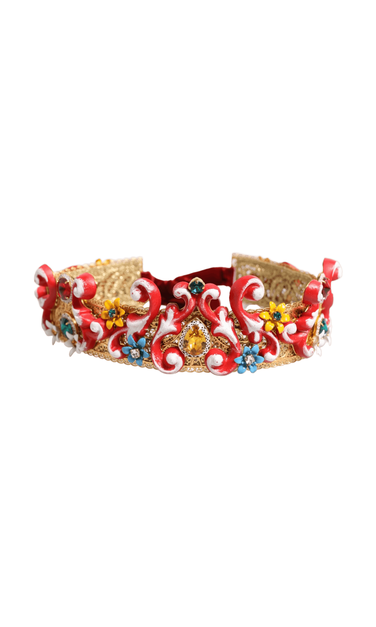Dolce & Gabbana Gold Pearl Crystal Embellished Tiara Hair Accessory Headband Glam Steals