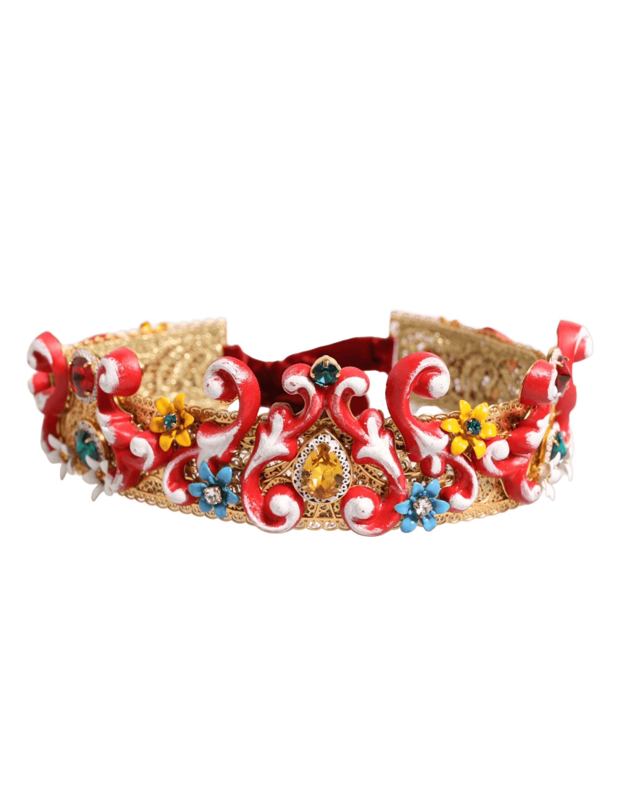 Dolce & Gabbana Gold Pearl Crystal Embellished Tiara Hair Accessory Headband Glam Steals