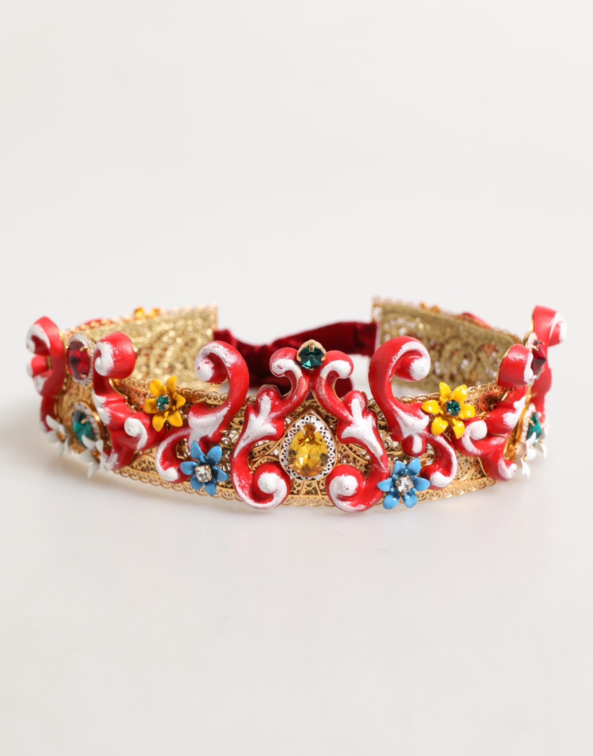 Dolce & Gabbana Gold Pearl Crystal Embellished Tiara Hair Accessory Headband Glam Steals