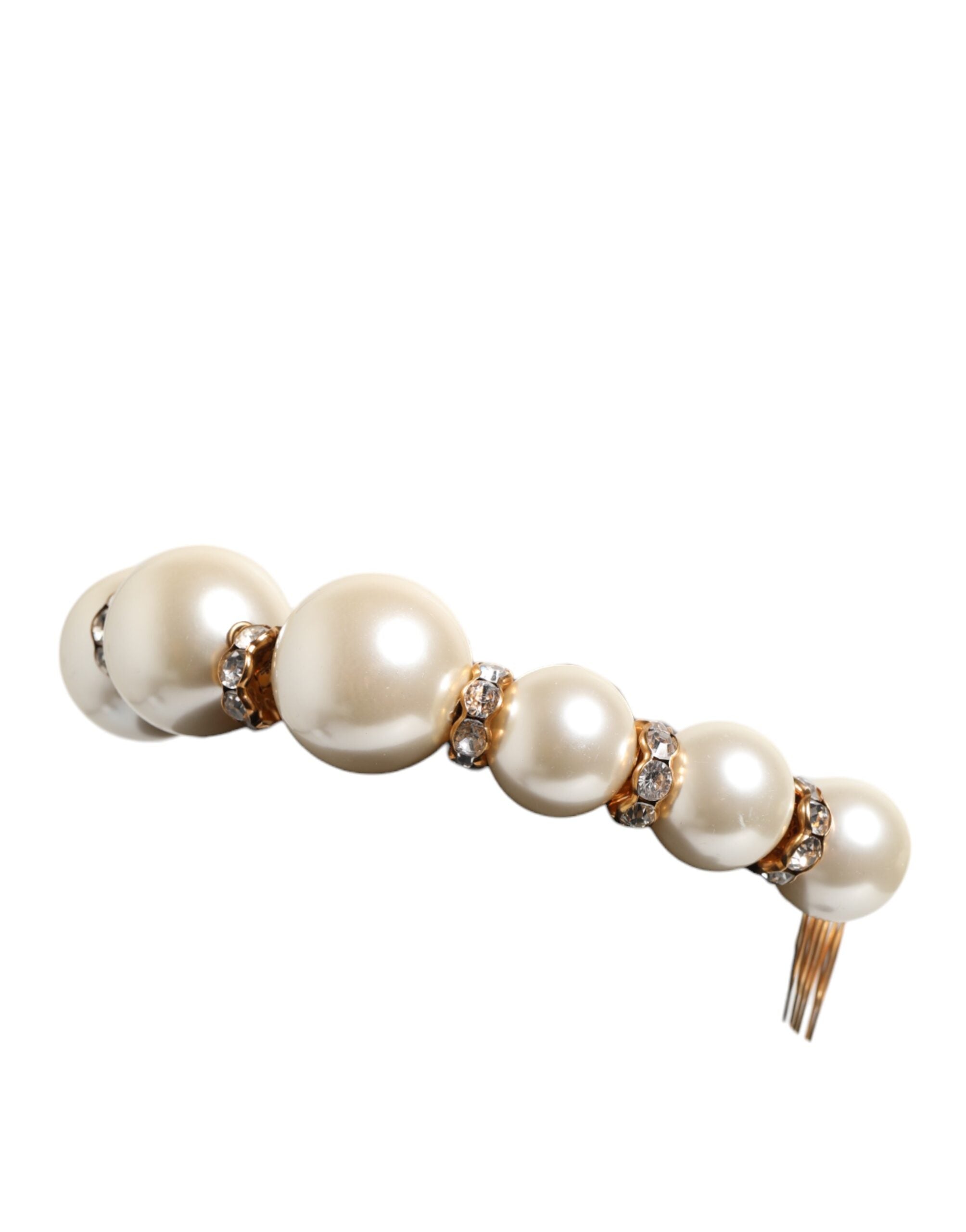 Dolce & Gabbana Gold Pearl Crystal Embellished Tiara Hair Accessory Headband Glam Steals