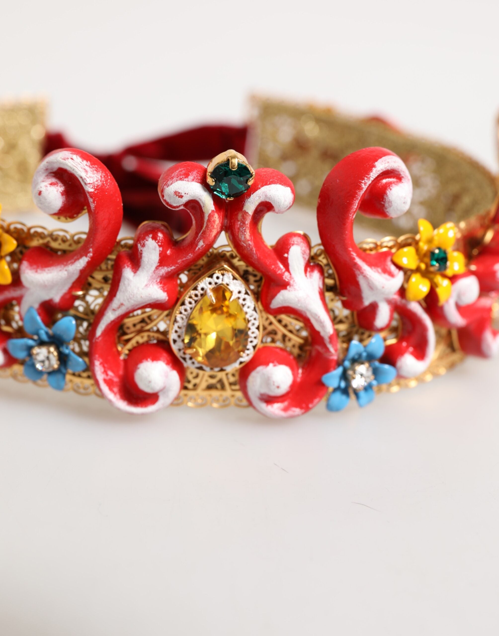 Dolce & Gabbana Gold Pearl Crystal Embellished Tiara Hair Accessory Headband Glam Steals