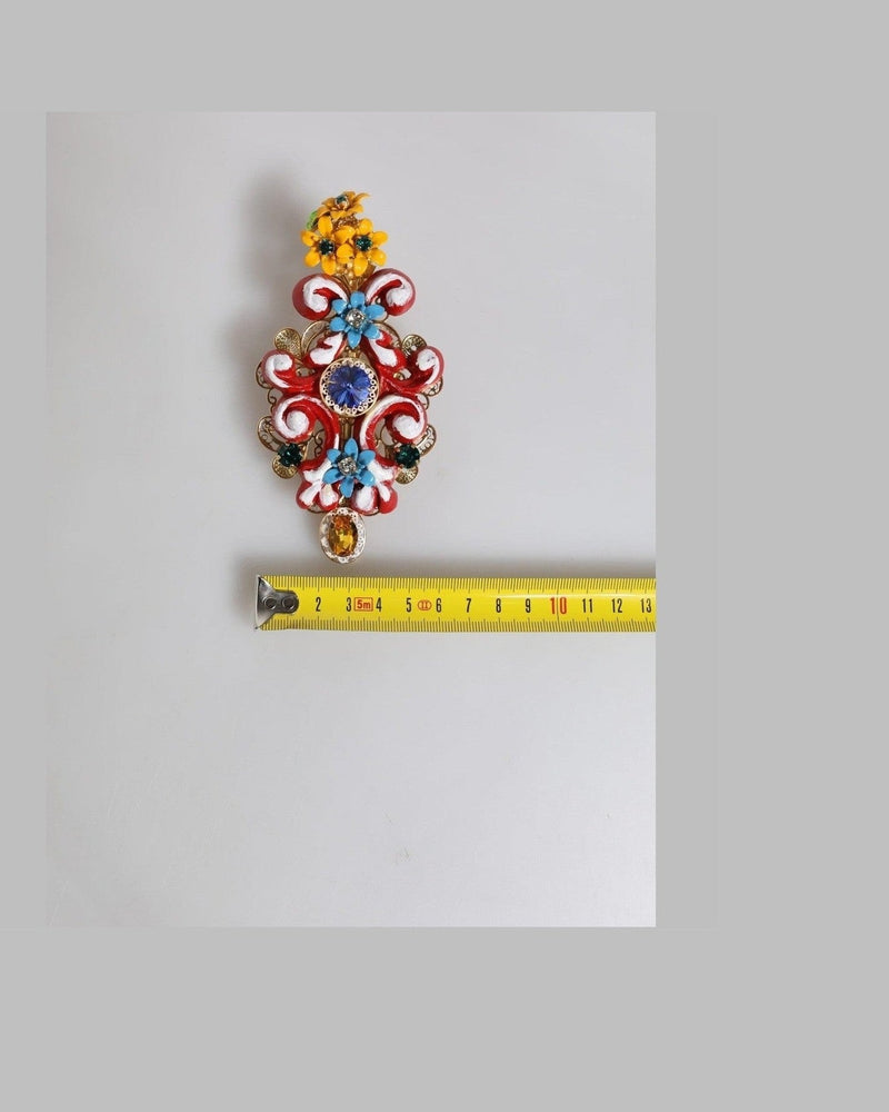 Dolce & Gabbana Gold Multicolor Spring Carretto Brass Crystal Hair Clip Glam Steals