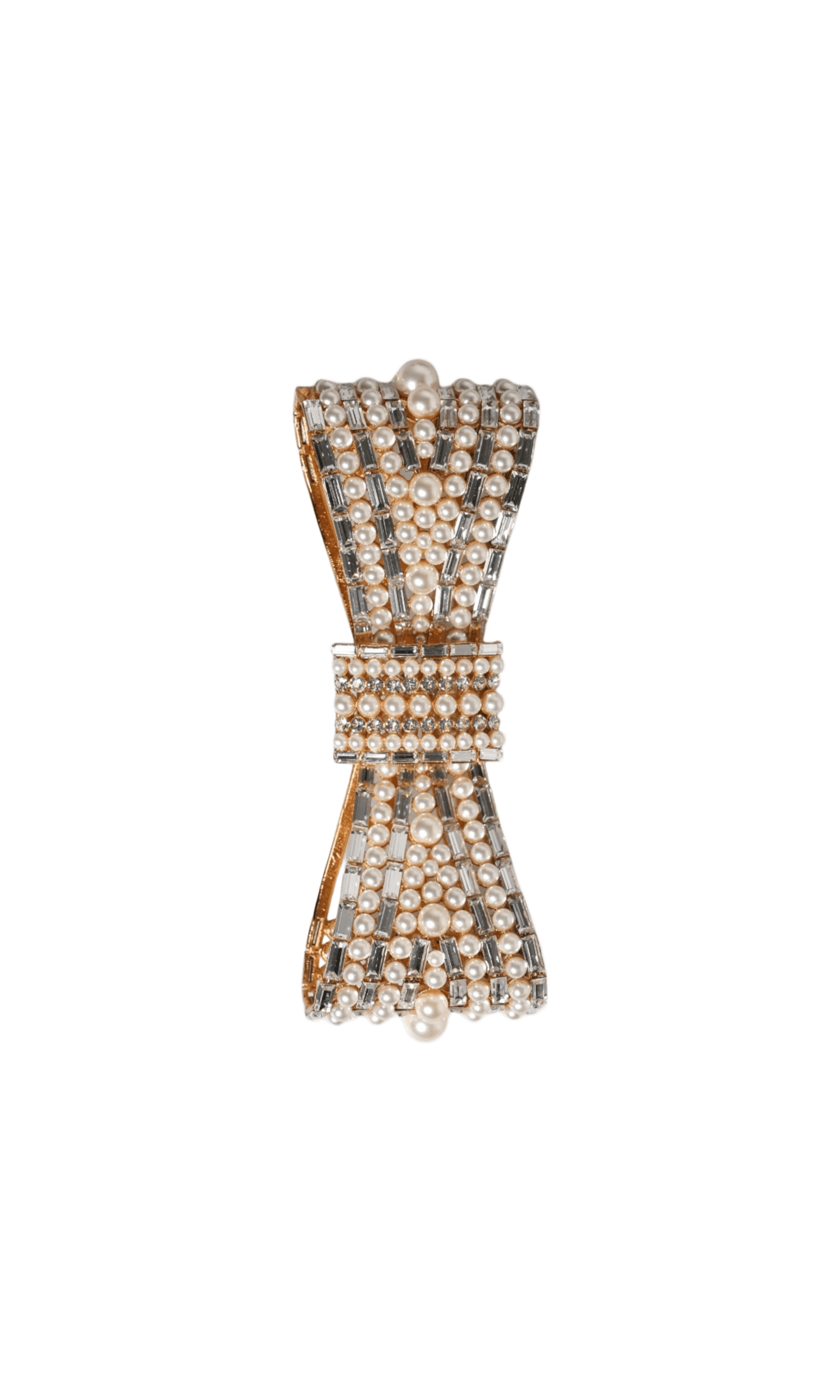 Dolce & Gabbana Gold Tone Brass Bow Crystal Fauxpearl Embellished Brooch Glam Steals