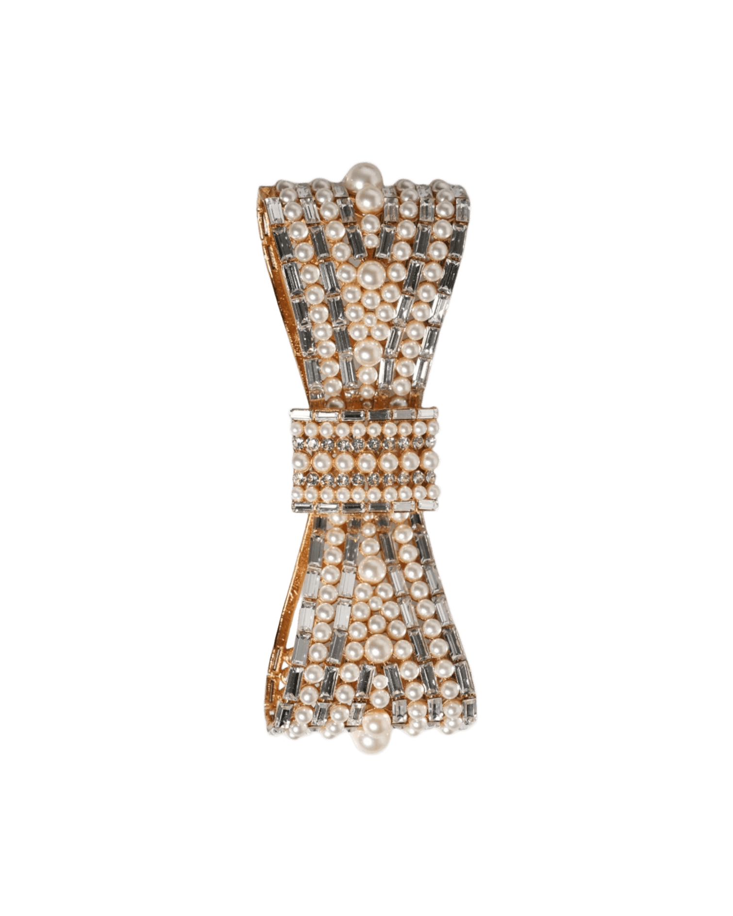Dolce & Gabbana Gold Tone Brass Bow Crystal Fauxpearl Embellished Brooch Glam Steals