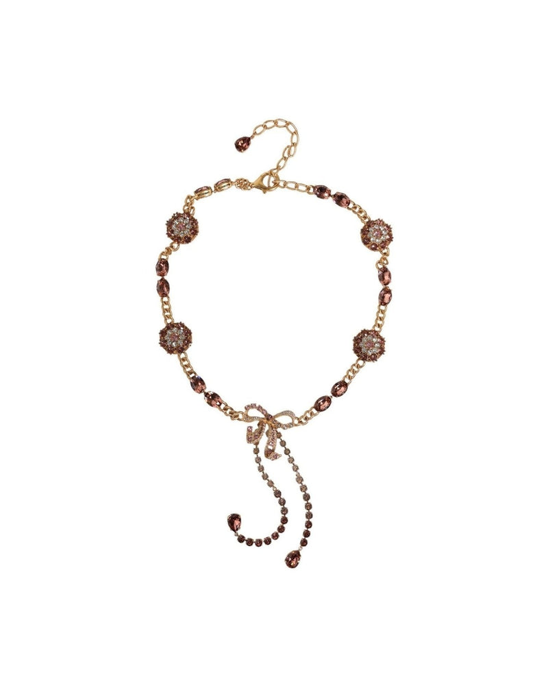 Dolce & Gabbana Tone Brass Crystal Embellished Waist Chain Gold Belt Glam Steals