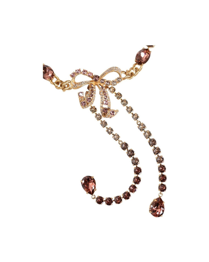 Dolce & Gabbana Tone Brass Crystal Embellished Waist Chain Gold Belt Glam Steals