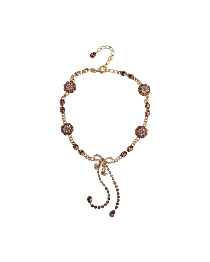 Dolce & Gabbana Tone Brass Crystal Embellished Gold Belt Glam Steals