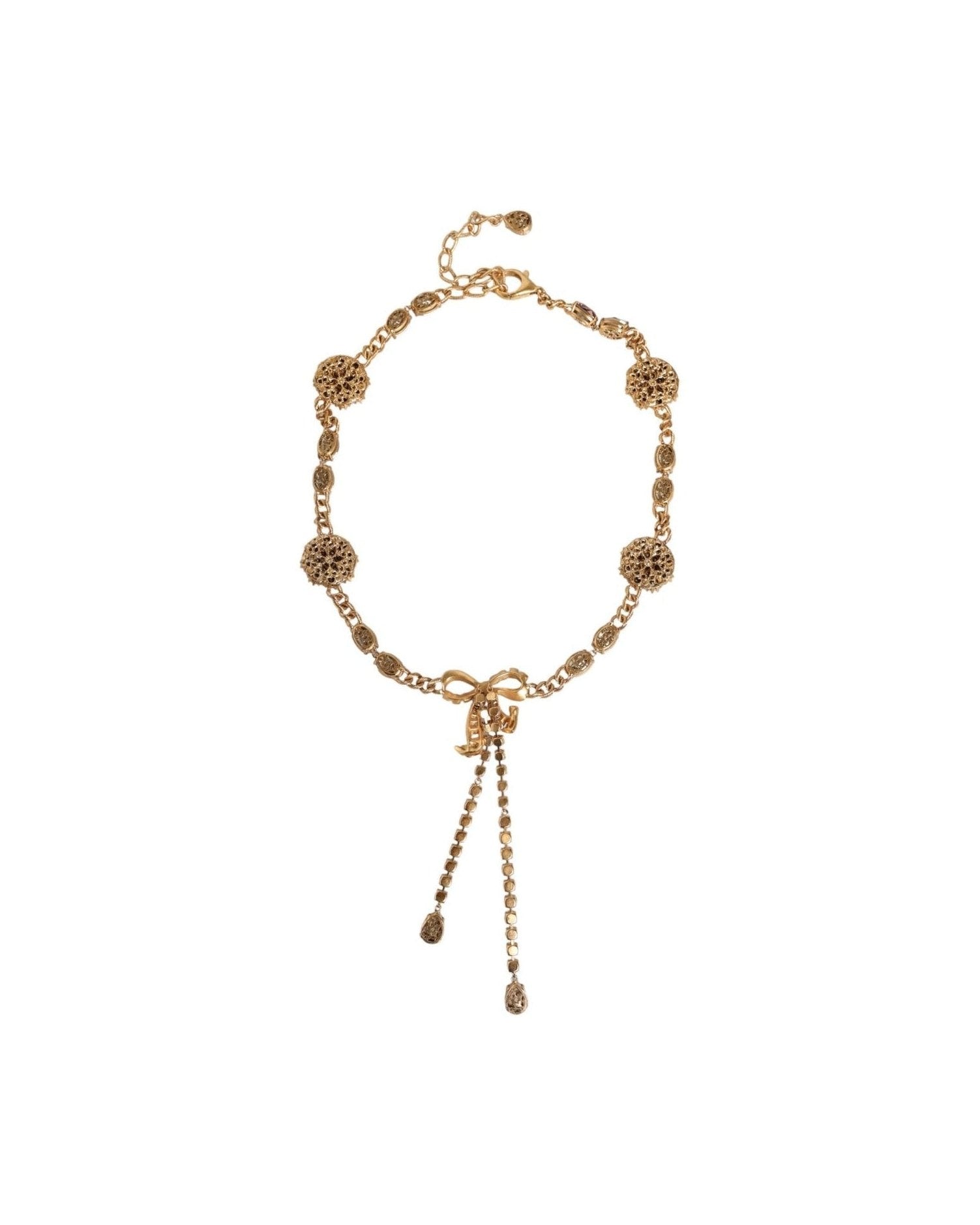 Dolce & Gabbana Tone Brass Crystal Embellished Gold Belt Glam Steals