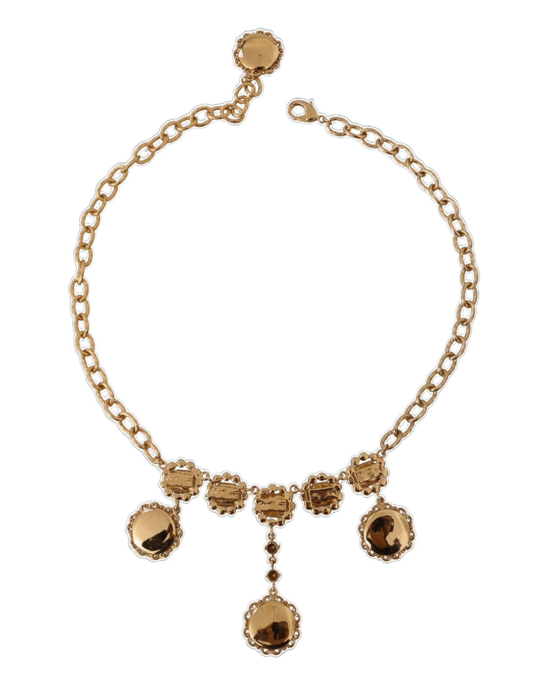 Dolce & Gabbana Gold and Clock Statement Crystal Chain Necklace Glam Steals